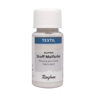 Tekstilmaling - Silver glitter, flaske 50 ml