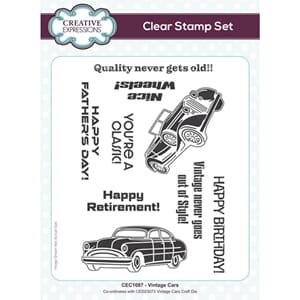 Creative Expressions Vintage Cars Clear Stamps