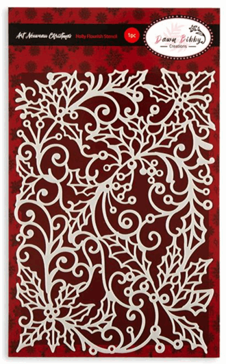 Dawn Bibby - Art Nouveau Holly Flourish Stencil