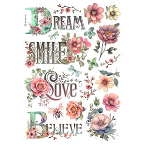 Stamperia - Dream, Smile, Love, Believe A4 Rice Paper