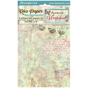 Stamperia - Wonderland A6 Rice Paper Selection Backgrounds