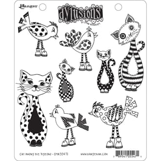 Dylusions - Cat Among the Pigeons Cling Rubberstamp