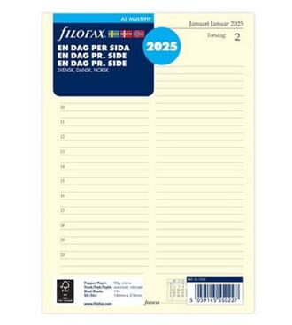 Filofax - Refill Dagbok En Dag på en side, horisontal 2025