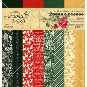 Graphic 45 - Merry & Bright 12x12 Inch Patterns & Solids Pac