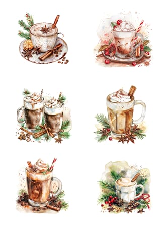 Reprint klippeark - Christmas Coffe,a str A4