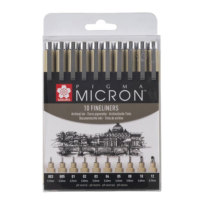 Sakura - Black Pigma Micron Sett, 10 stk - HOBBYKUNST NORGE