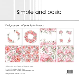 Simple and Basic - Opulent Pink Flowers 12x12 Inch Paper Pk