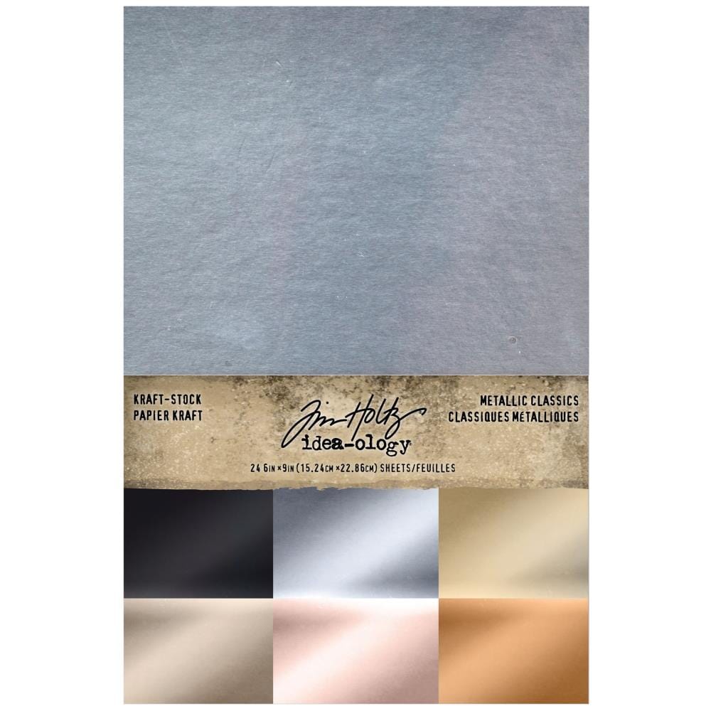 Tim Holtz Idea-ology - Metallic Kraft Cardstock Paper - 36 Sheets - 8x8  -New